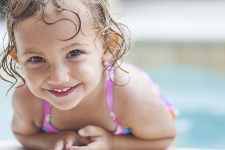 Happy Girl Child Baby In Swimming Pool